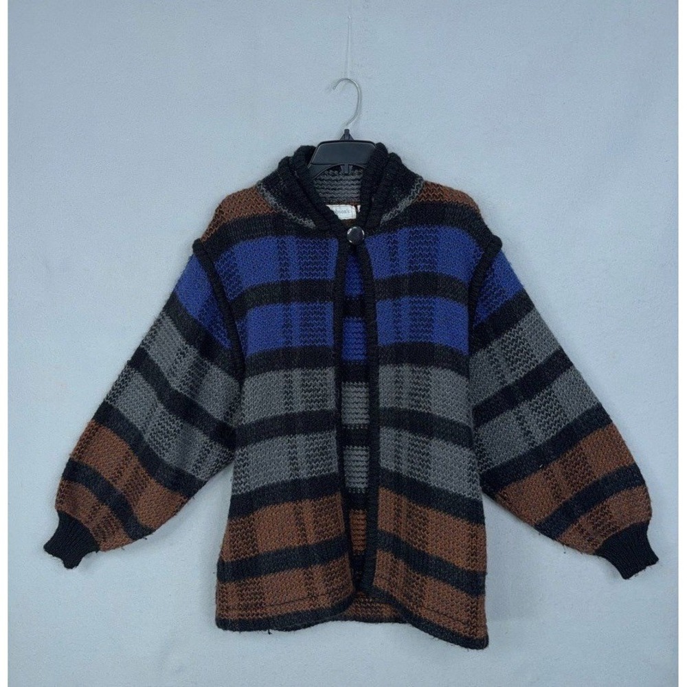 Vintage Jacobsons Cardigan Sweater Womens Medium Striped Knit Shawl Collar